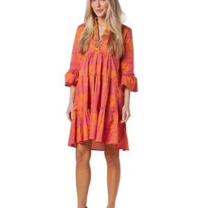 Chic Long Sleeve Dress in Pink and Orange